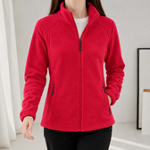 Noelle Stand Collar Fleece Jacket - Red