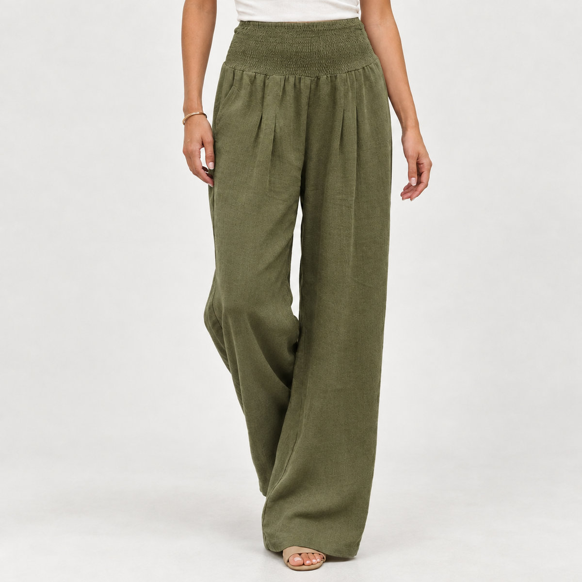 Annick Wide Leg Pants - Military Green