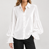Evelise Ruffle Cuff Blouse - White