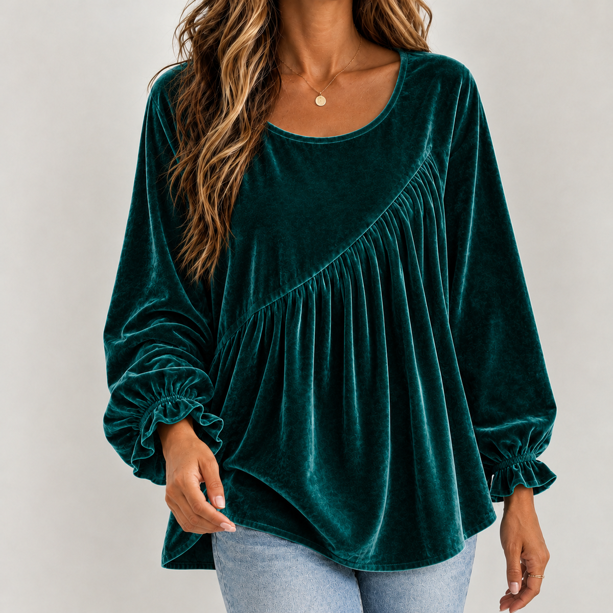 Willeke Pleated Top - Dark Green
