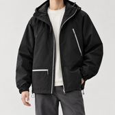 Tobias Contrast Zip Jacket - Shining Night Black