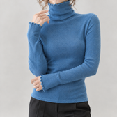 Aurora Lettuce Edge Turtleneck - Blue