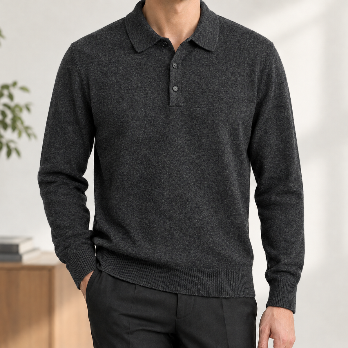 Cirillo Polo Collar Sweater - Black Gray
