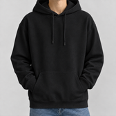 Christoph Relaxed Cotton Hoodie - Black