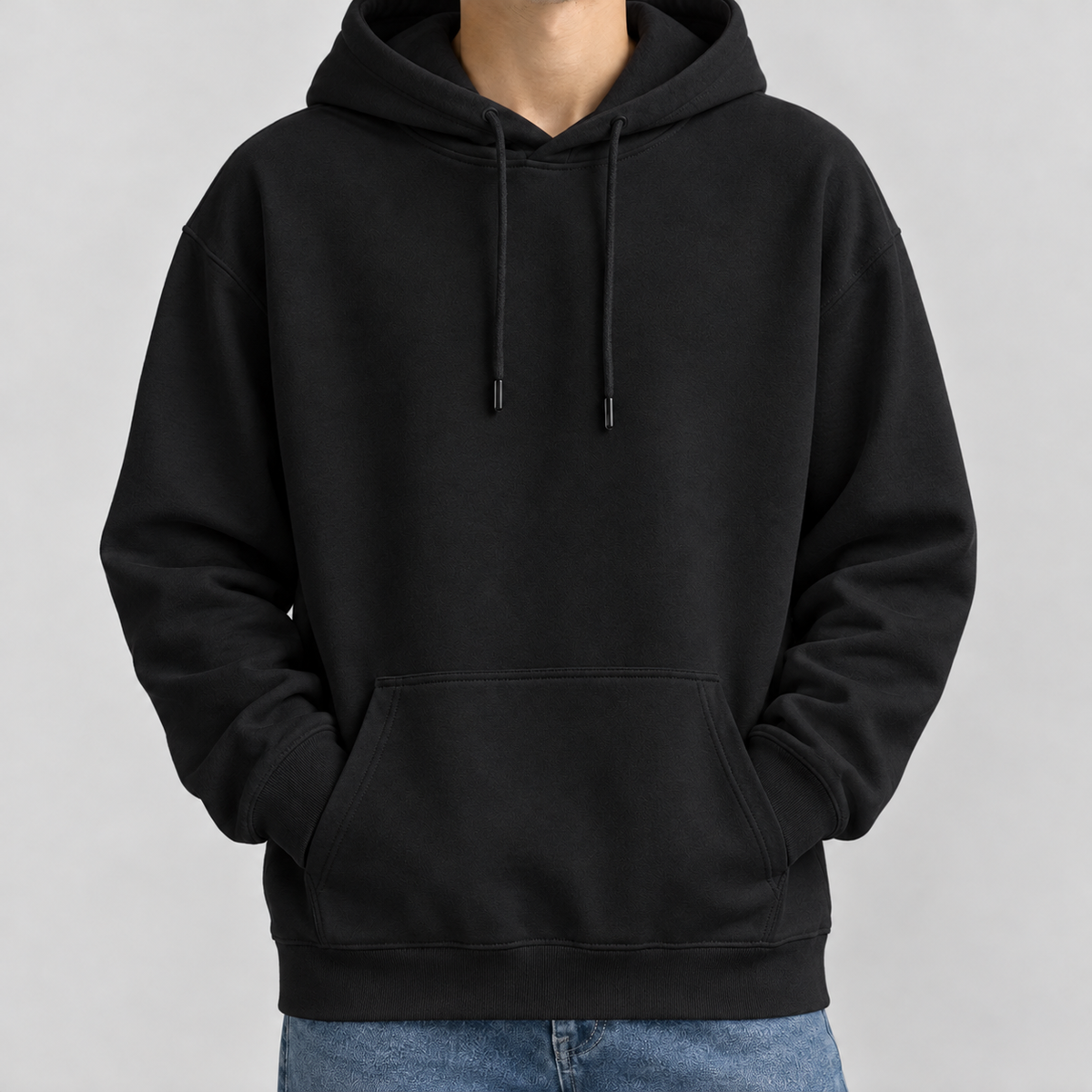 Christoph Relaxed Cotton Hoodie - Black