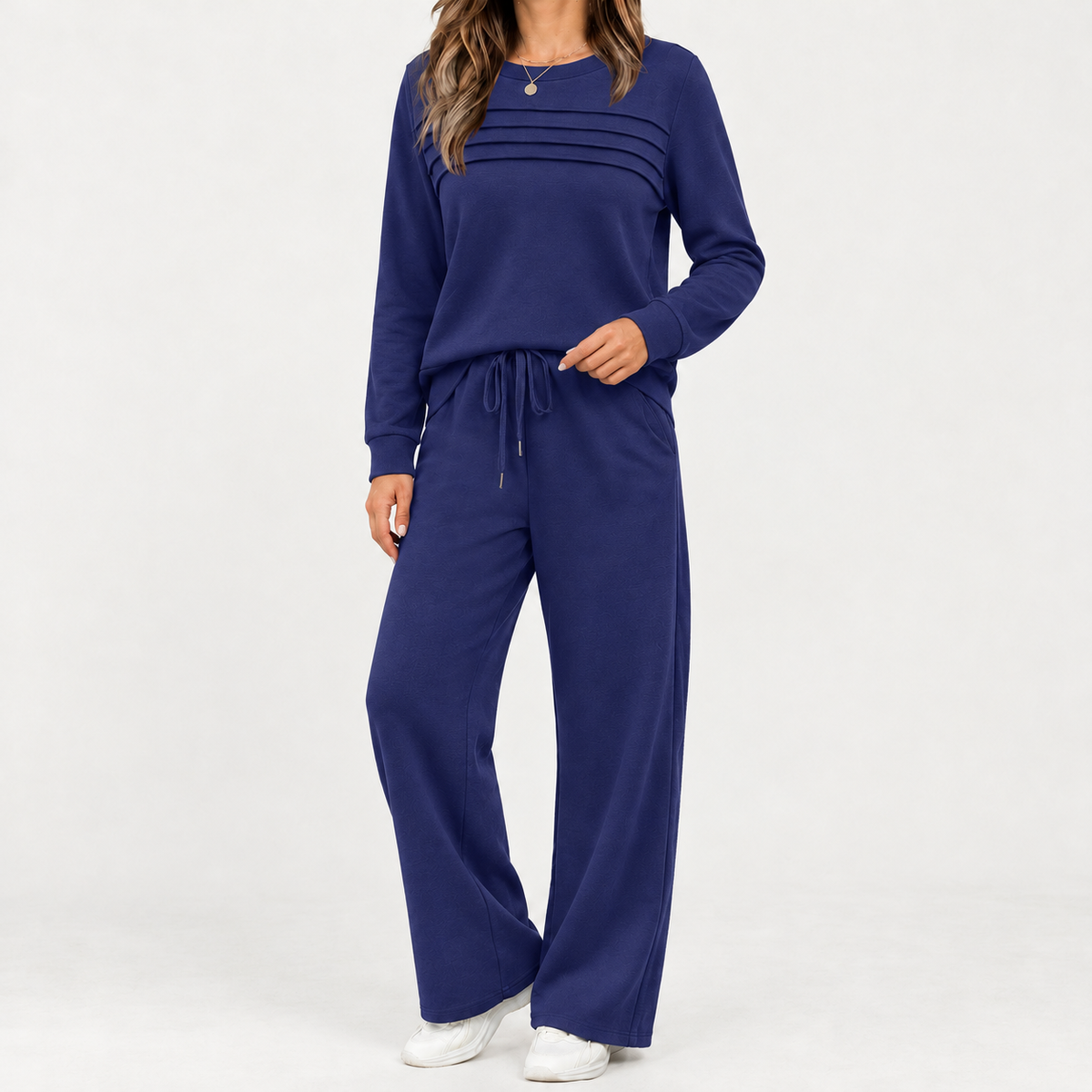 Marcella Pleated Lounge Set - Navy Blue