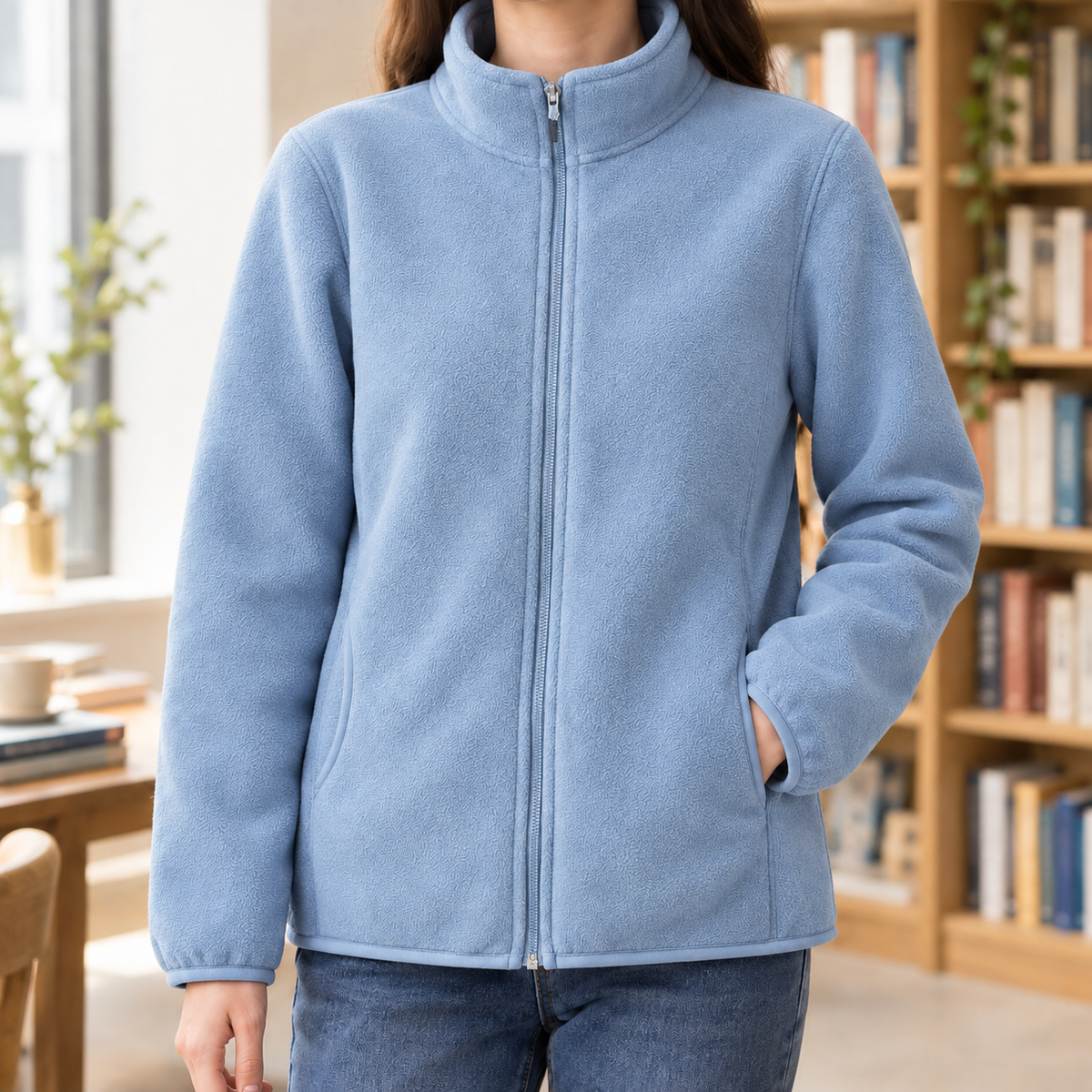 Ignace Stand Collar Jacket - Light Blue Vintage Polar