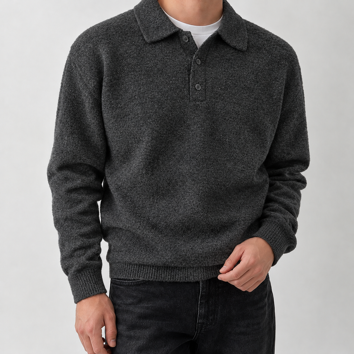 Arnaldur Polo Sweater - Dark Gray