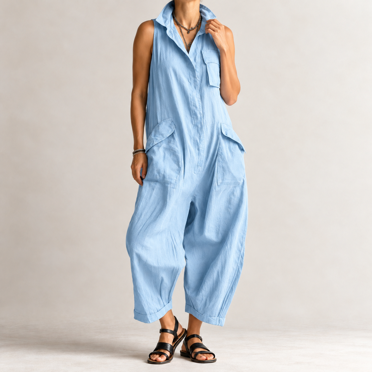 Pernille Wide Leg Jumpsuit - Light Blue