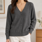 Constanze V Neck Cardigan - Dark Gray