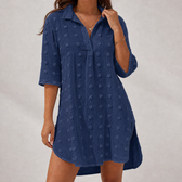 Kassandra Textured Longline Top - Dark Blue