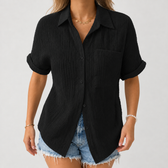 Celestina Crinkle Shirt - Black