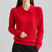 Polina Point Collar Sweater - Cherry Red