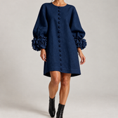Helma Floral Cuff Dress - Navy Blue