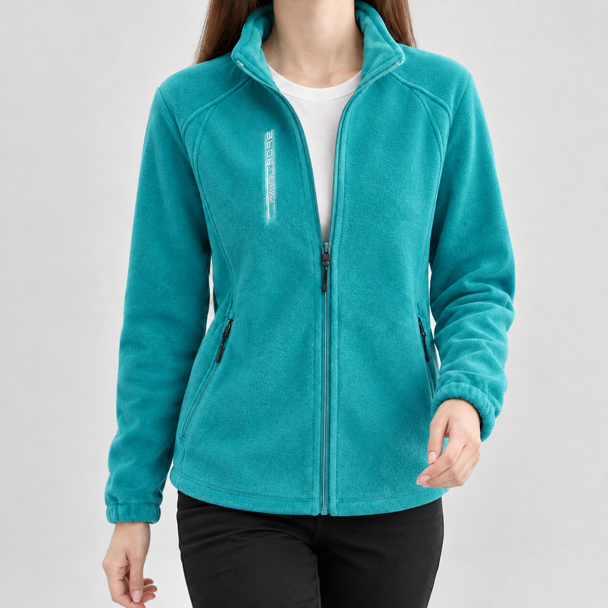 Alisande Stand Collar Fleece Jacket - Peacock Green