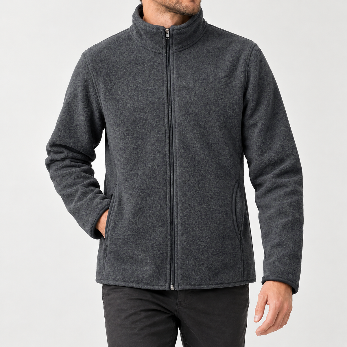 Hugues Stand Collar Jacket - Dark Gray