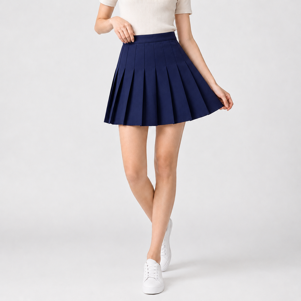 Vigdis Pleated Mini Skirt - Navy Blue