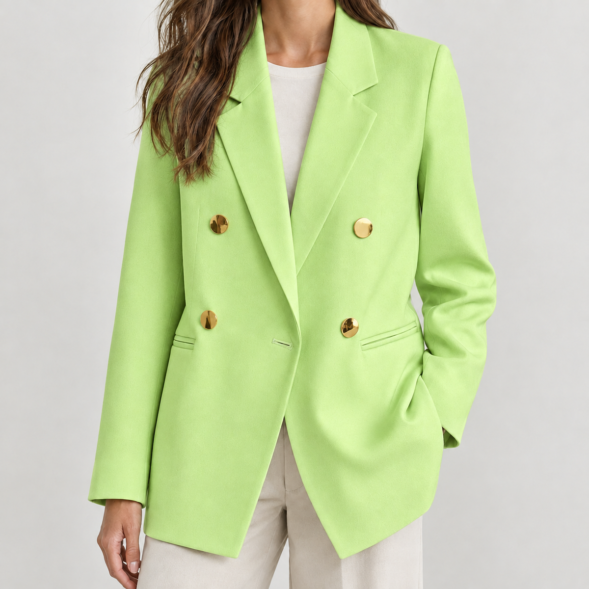 Gwenllian Double Breasted Blazer - Candy Green