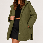 Corinne Diamond Quilted Jacket - Army Green