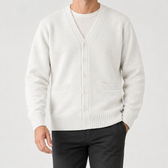 Anibal V Neck Cardigan - Creamy-white