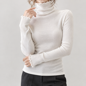 Aurora Lettuce Edge Turtleneck - White