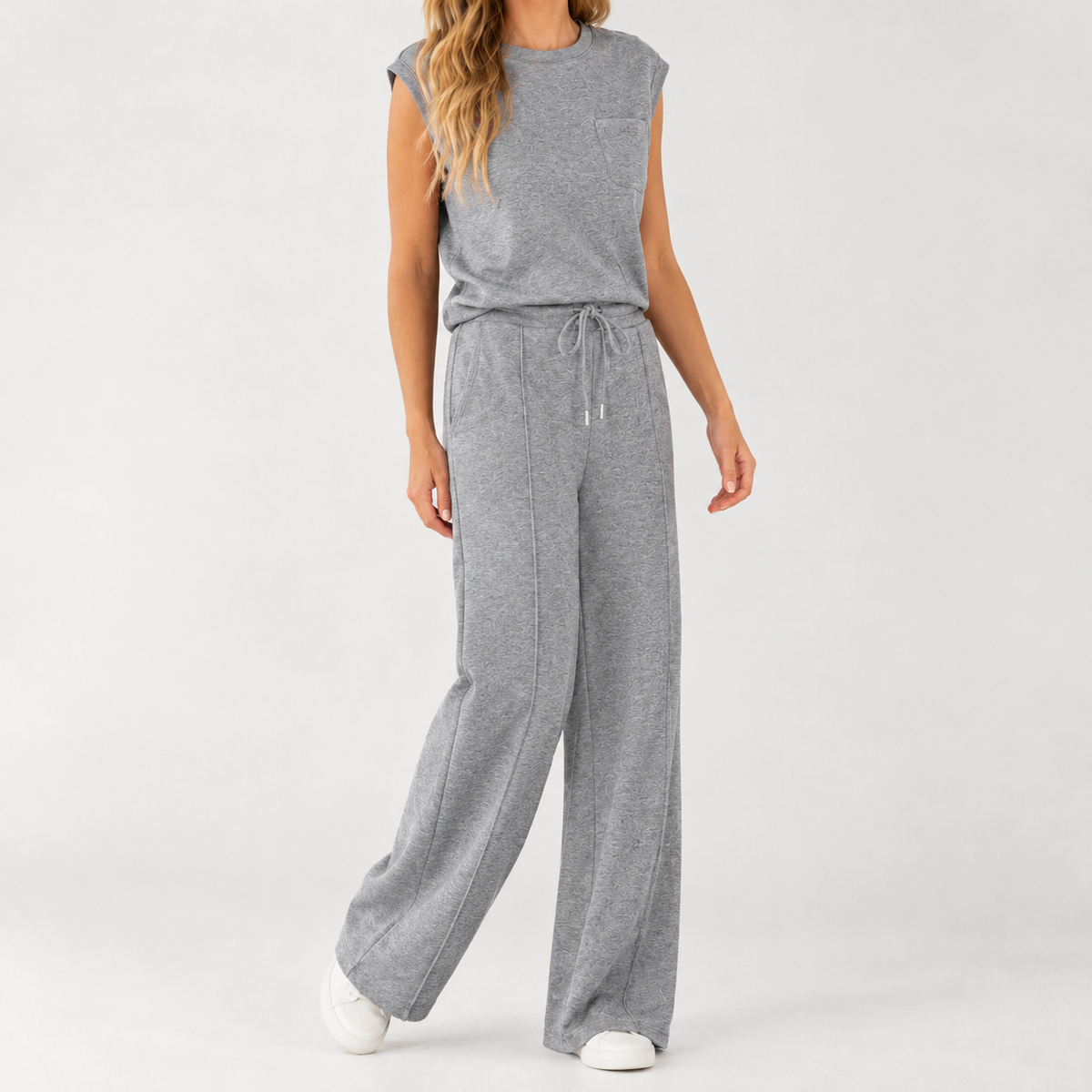 Lisa Wide Leg Set - Silver Gray