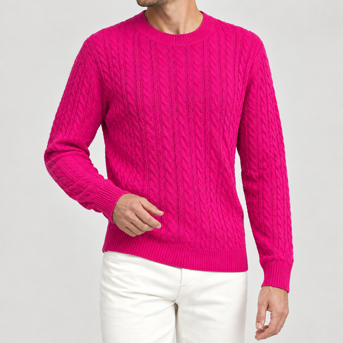 Salvador Cable Knit Sweater - Deep Pink