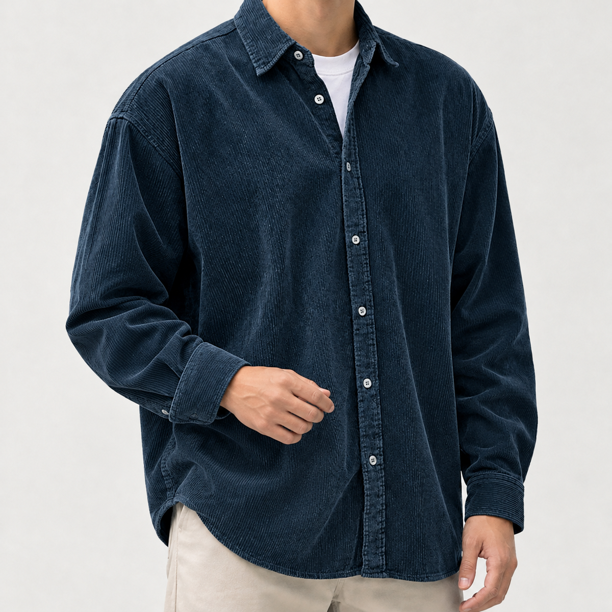 Marius Corduroy Overshirt - Navy Blue