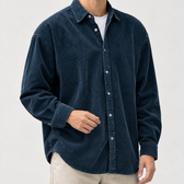 Marius Corduroy Overshirt - Navy Blue