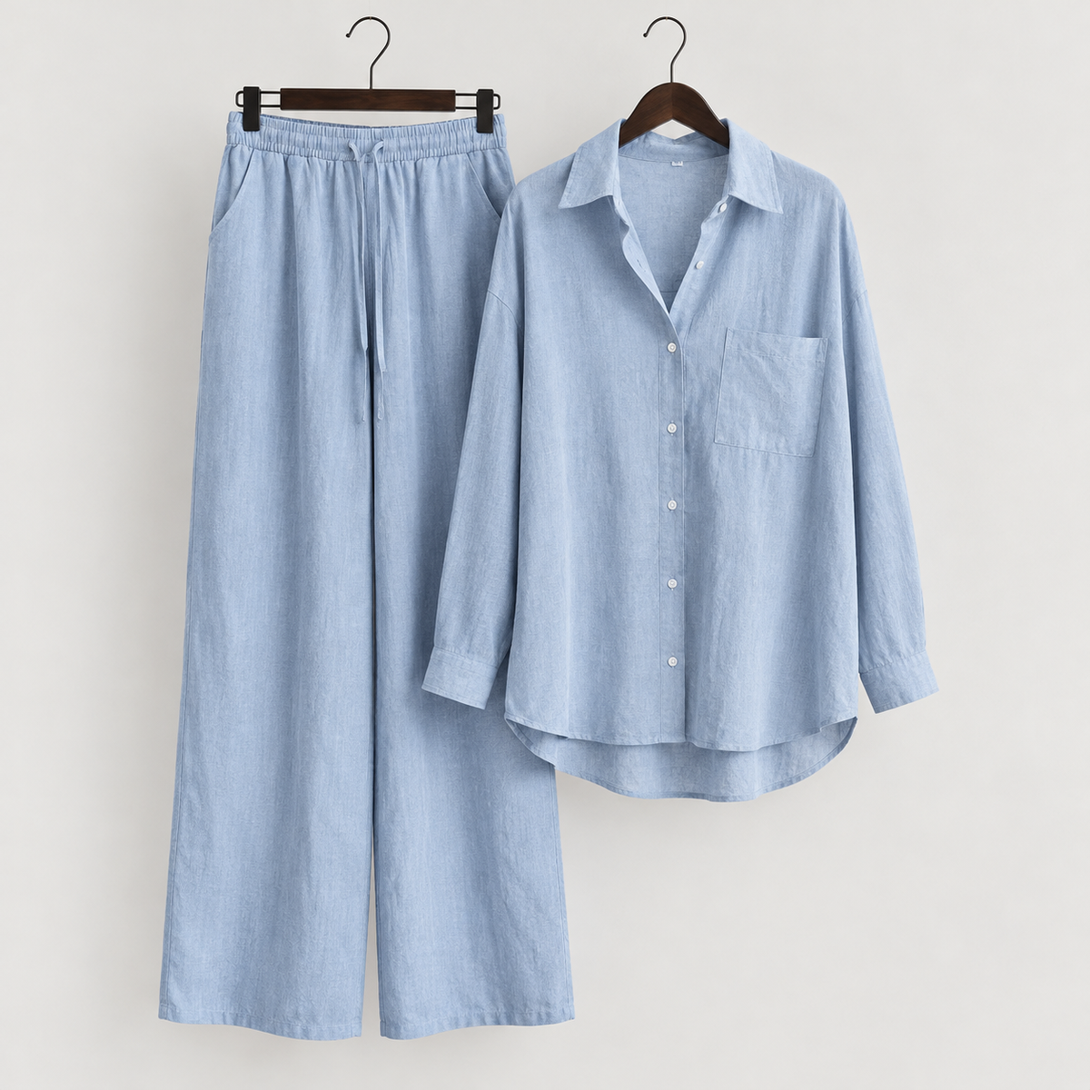 Christine Relaxed Pants Set - Sky Blue