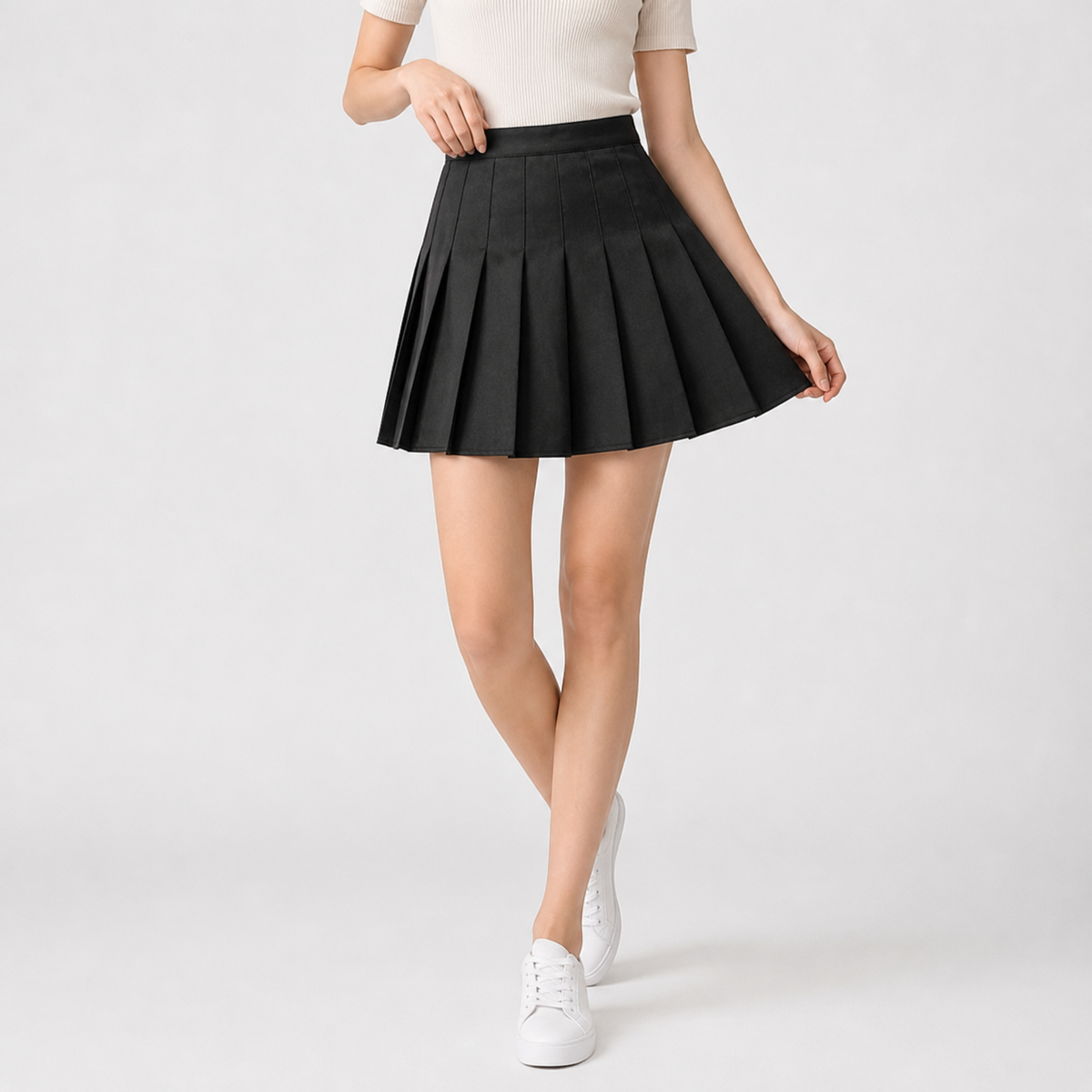Vigdis Pleated Mini Skirt - Black
