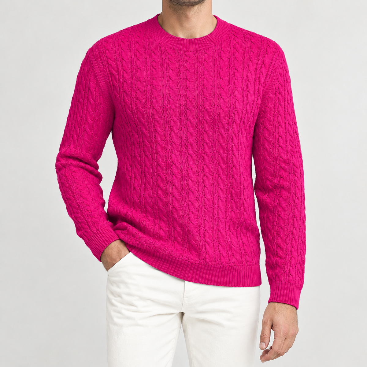 Salvador Cable Knit Sweater - Deep Pink