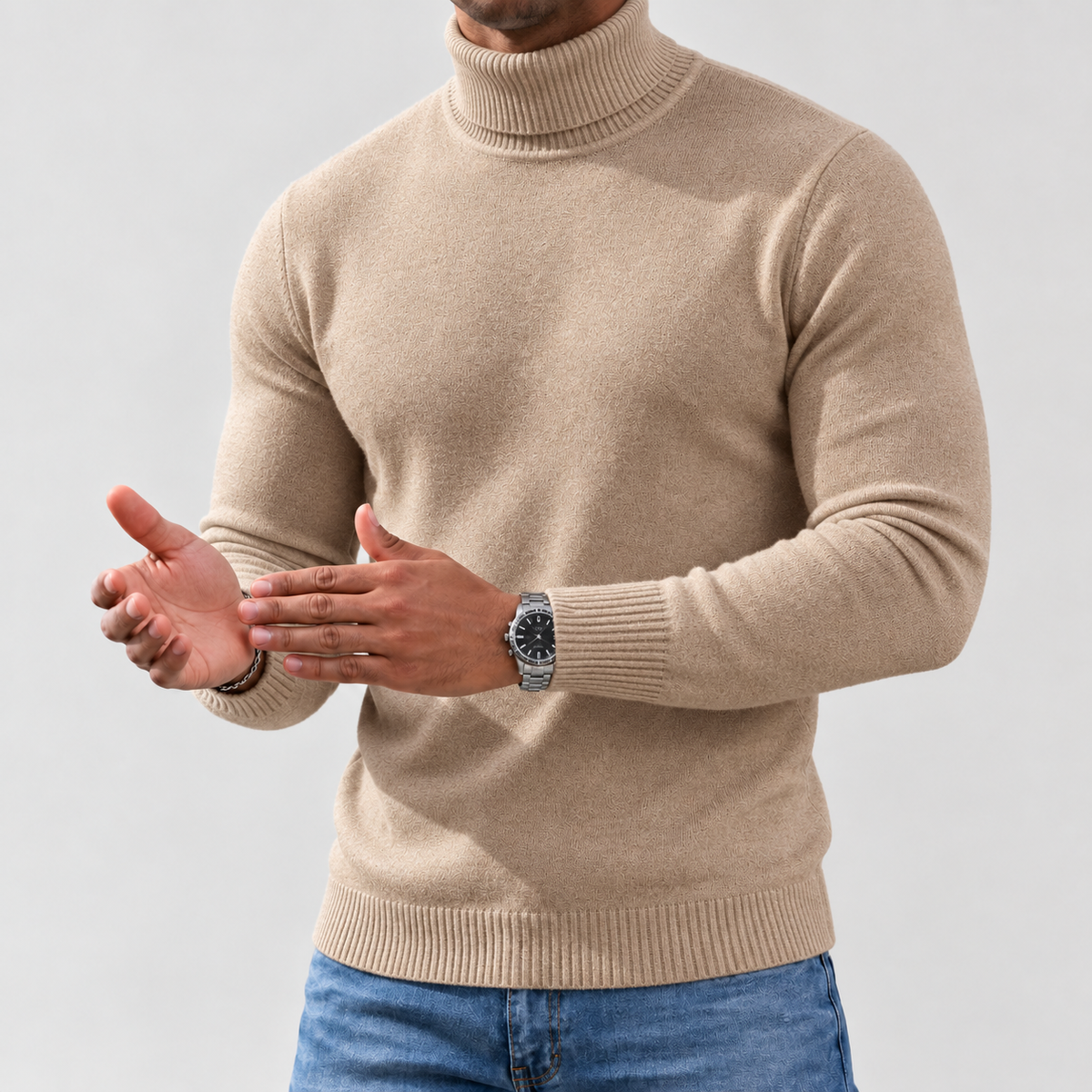 Saverio Turtleneck Sweater - Light Brown
