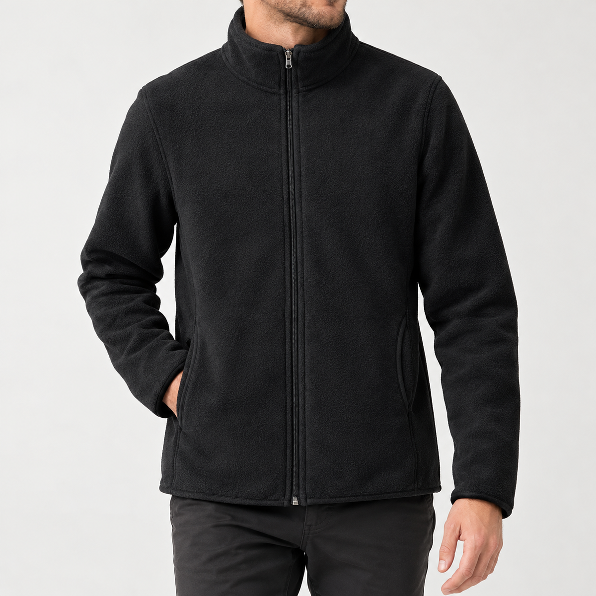 Hugues Stand Collar Jacket - Black