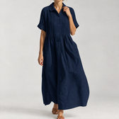 Cremilde Pintuck Maxi Dress - Navy Blue
