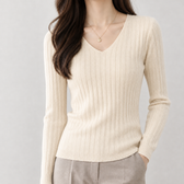 Aline V Neck Sweater - Apricot