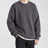 Sebastien Ribbed Crew Neck Sweater - Dark Gray