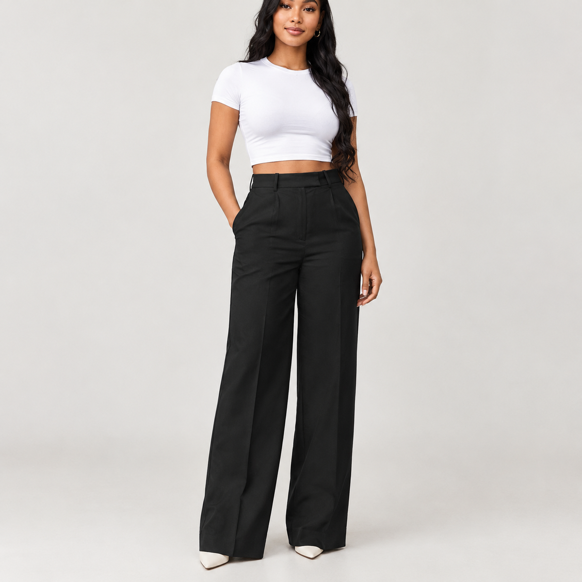 Birthe Wide Leg Pants - Black
