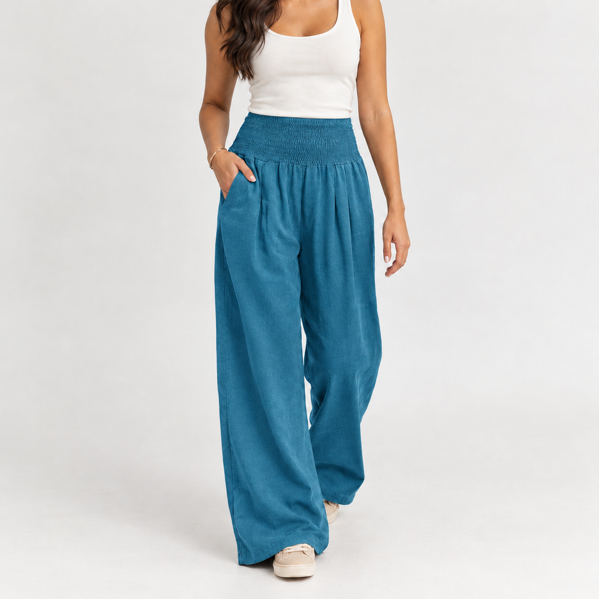 Annick Wide Leg Pants - Peacock Blue
