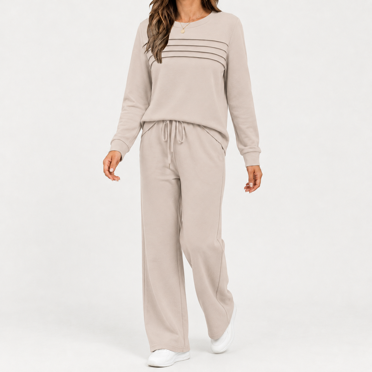 Marcella Pleated Lounge Set - Beige