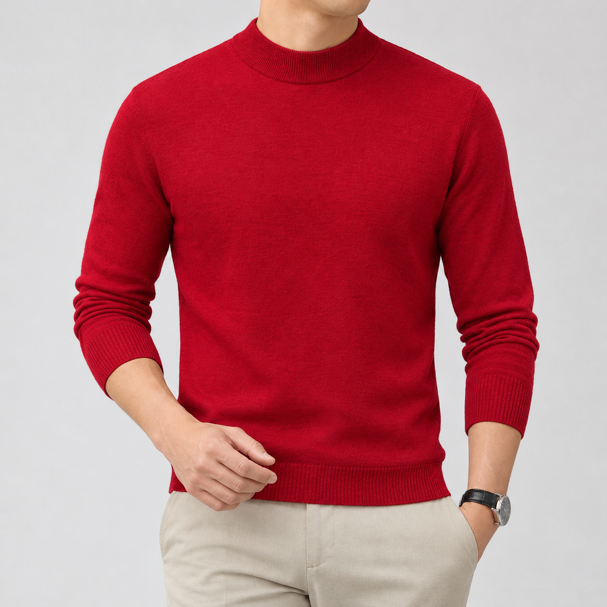 Gudni Mock Neck Sweater - Bright Red