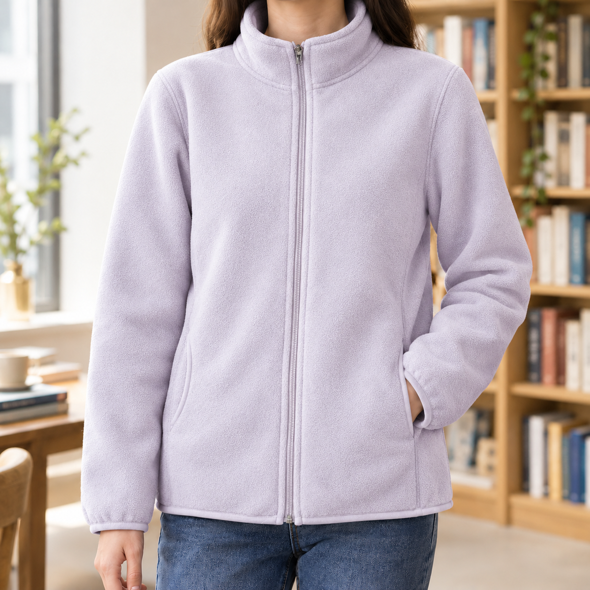 Ignace Stand Collar Jacket - Light Purple Vintage Polar
