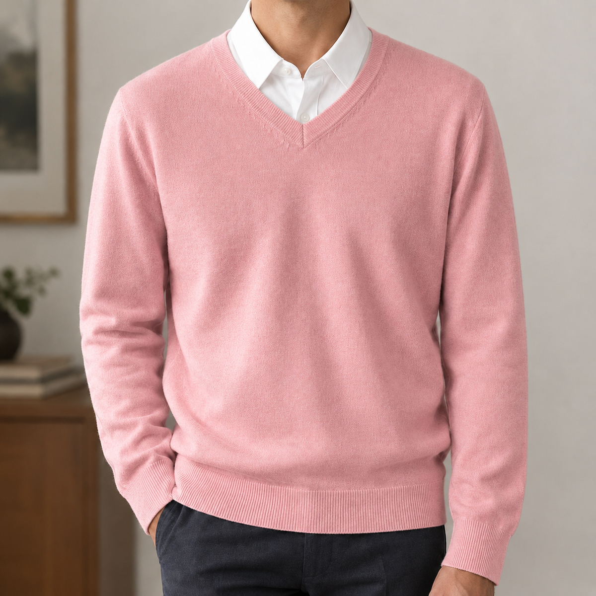 Nicanor V Neck Sweater - Pink
