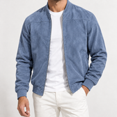 Albrecht Suede Bomber Jacket - Denim Blue