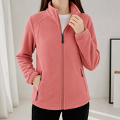 Noelle Stand Collar Fleece Jacket - Rouge Pink