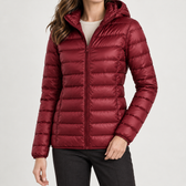 Louisa Hooded Puffer Jacket - Wine Red