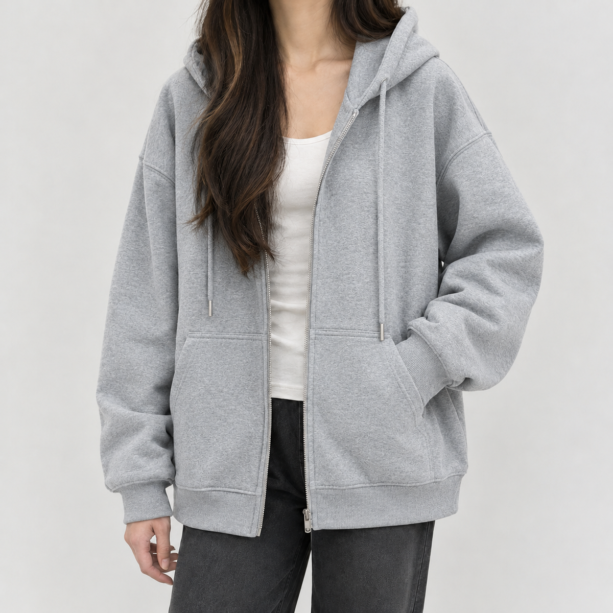 Elsebeth Oversized Zip Hoodie - Gray