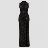 Maria Plunge Lace Dress - Black