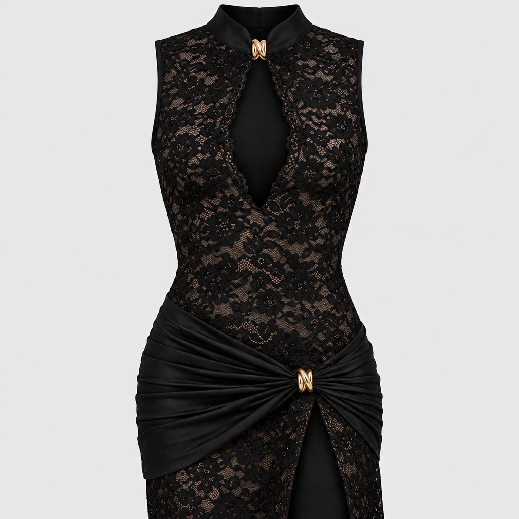 Maria Plunge Lace Dress - Lead Product Detail