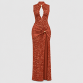 Maria Plunge Lace Dress - Clay